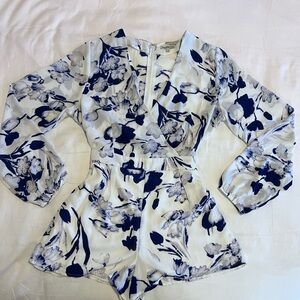 Super Short Sheer-Sleeved Floral Romper